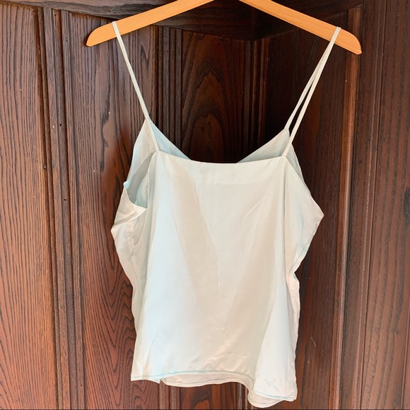 Tracy 100% silk camisole flowing leaves embroidery design in light seafoam - Picture 5 of 7